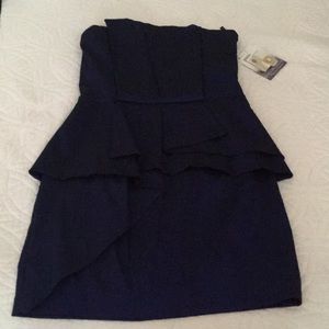 Navy blue strapless dress